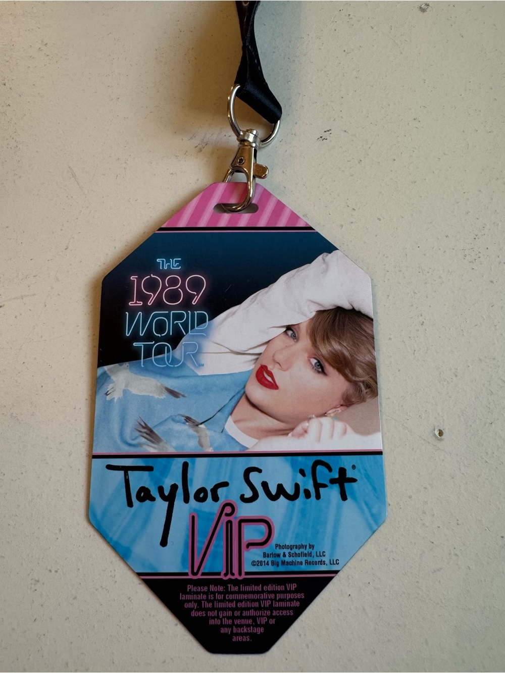 RARE- Taylor Swift 1989 World Tour VIP Laminated Pass - Blue & Pink